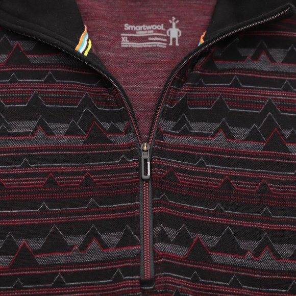 Smartwool Merino 250 Baselayer 1/4 Zip Shirt Sweater Men's XL Black/Red - Picture 9 of 11